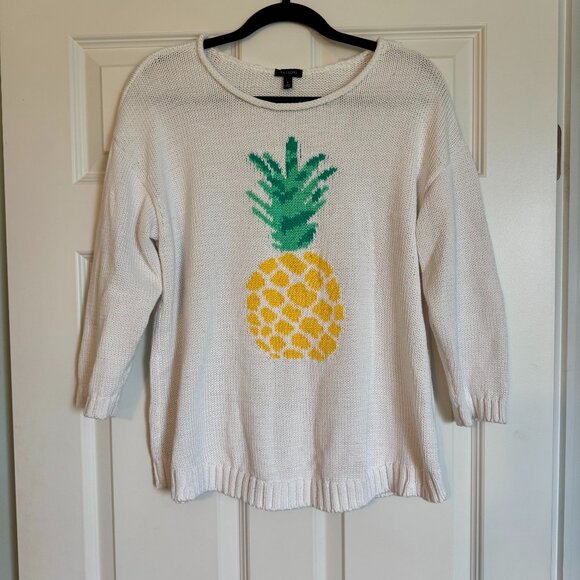 Talbots Open Neck Pullover Pineapple Sweater L - Picture 1 of 3